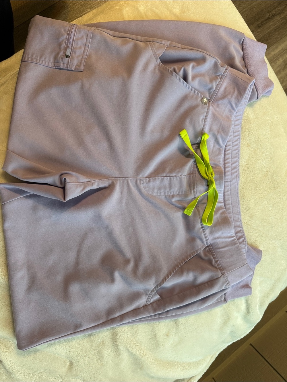 FIGS Lilac Scrub Pants with Neon Drawstring